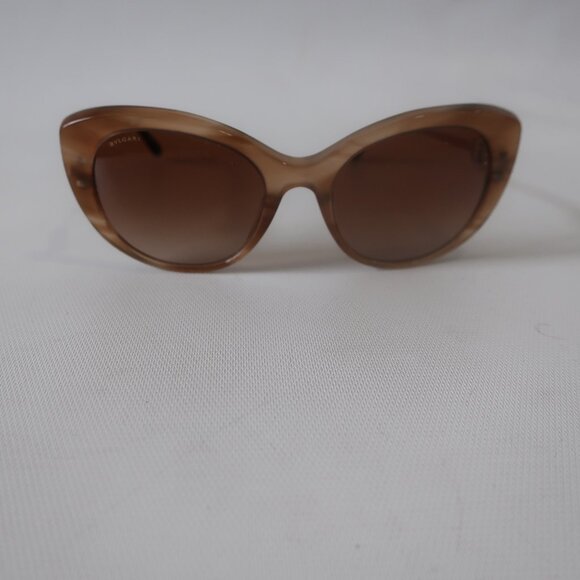 Bvlgari 8141-K 5235/13 Light Brown Gold-Plated 54 19 135 Cat Eye Sunglasses